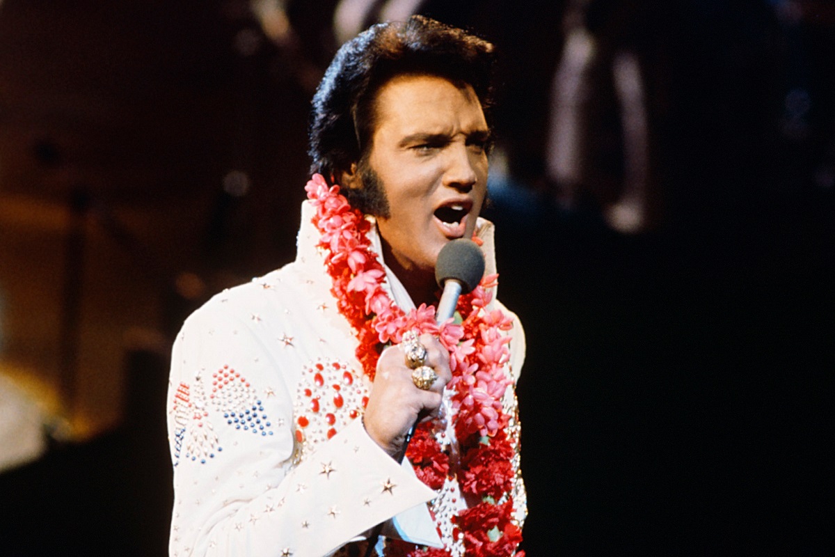 ELVIS: ALOHA FROM HAWAII -- Pictured: Elvis Presley during a live performance at Honolulu International Center in Honolulu, Hawaii on January 14, 1973 for his NBC special  -- (Photo by: Gary Null/NBC/NBCU Photo Bank via Getty Images)