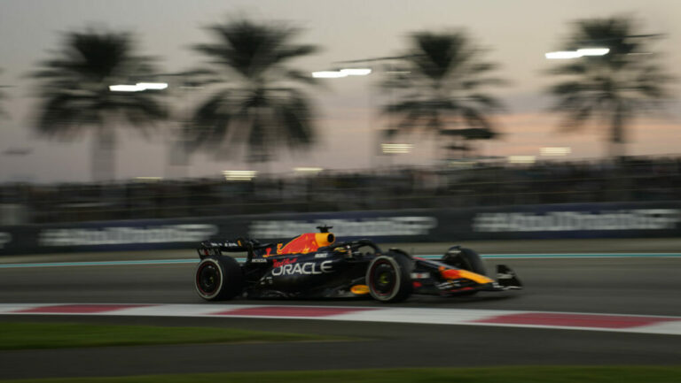 Red Bull driver Max Verstappen of the Netherlands steers his car during the Abu Dhabi Formula One Grand Prix race at the Yas Marina Circuit, Abu Dhabi, UAE, Sunday, Nov. 26, 2023. (AP Photo/Kamran Jebreili)